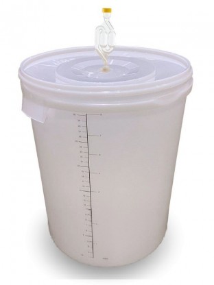 Plastikinis fermentacijos kibiras baltas 30 ltr. su dangčiu